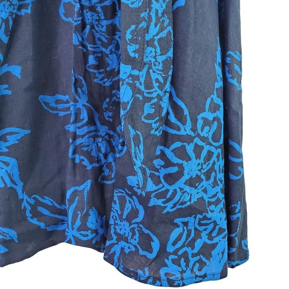 Free People Blue Floral Button-up Linen Mini Dress, Sz 0 - Picture 8 of 10